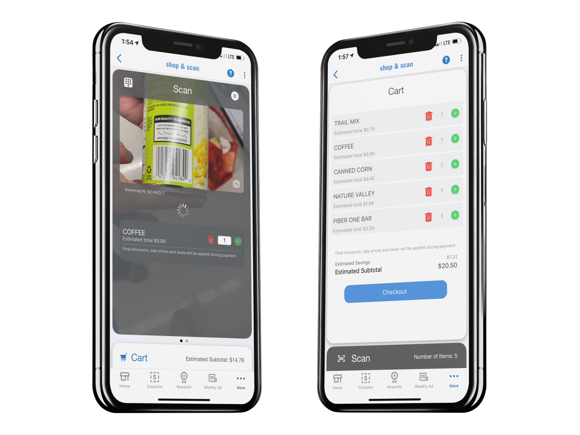The original shop & scan interface displayed on iPhones.