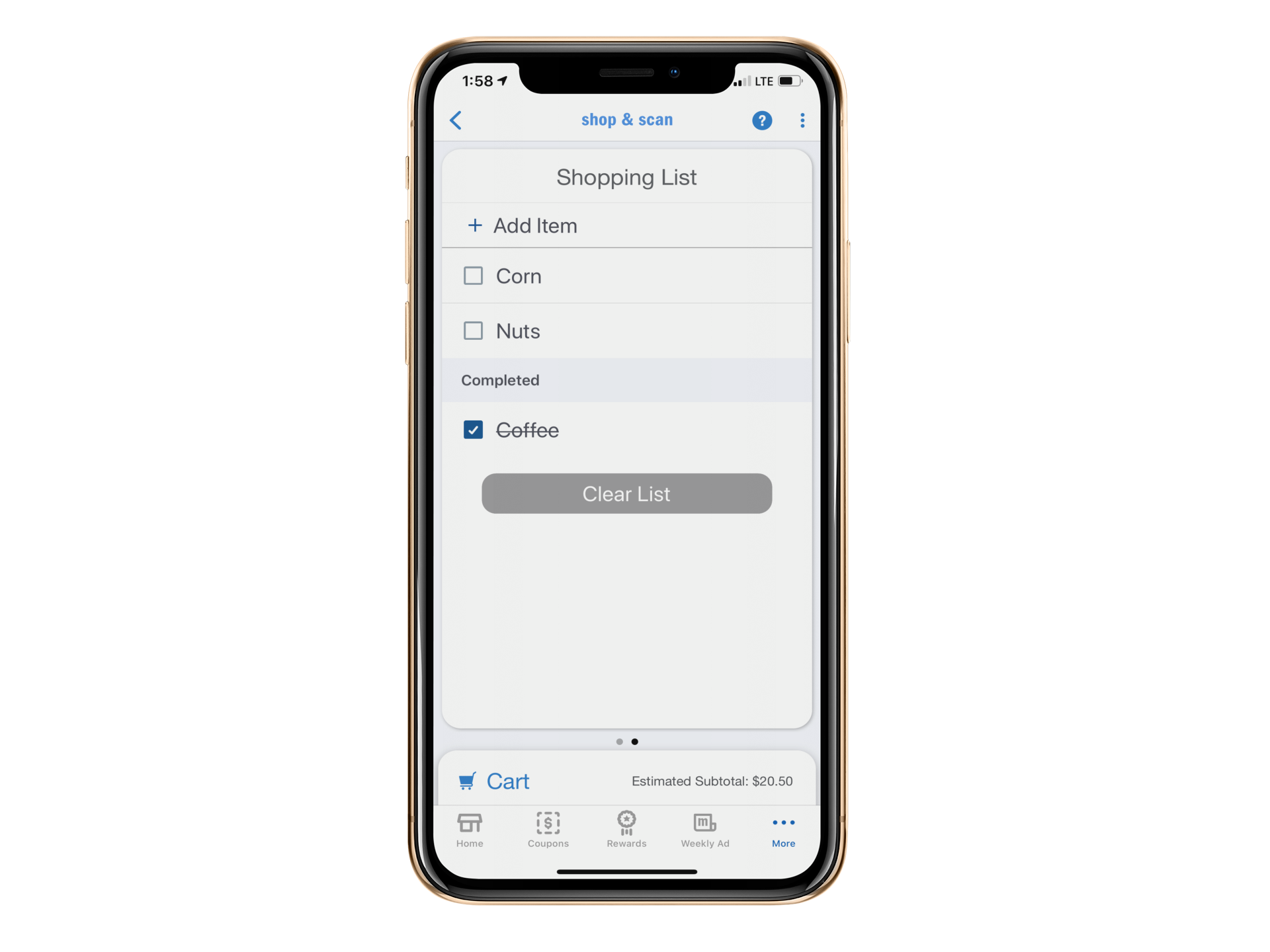 Shopping List Feature